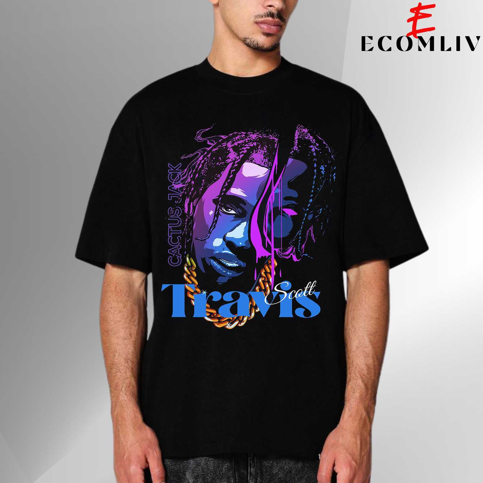 Travis Scott Face Art Shirt, Streetwear Hip Hop Merch, Fan Collector Gift